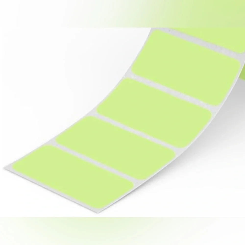 30 STICKERS - 2” x 1” - MERRY MAIL - BRIGHT LIGHT GREEN